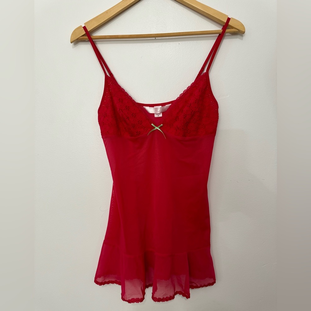 Victoria’s Secret Red Cherry Lace Camisole Babydoll
